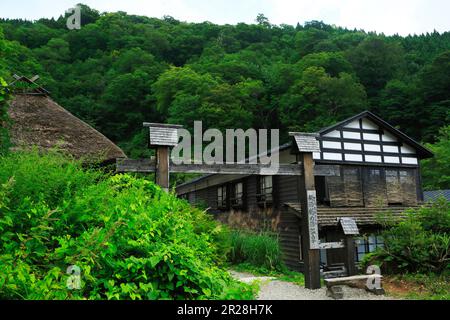 Tsurunoyu Thermalquelle des Thermaldorfs Nyutoonsen im Sommer in der Präfektur Akita Stockfoto