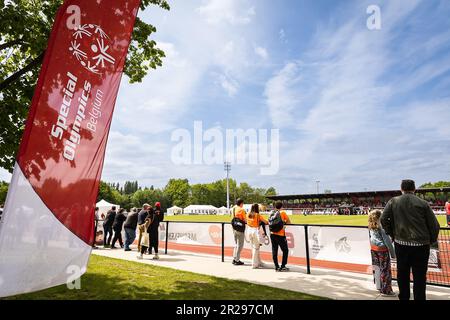 Mechelen, Belgien. 18. Mai 2023. Die Abbildung zeigt den ersten Tag der Nationalspiele 39. (17.-20. Mai 05) der Olympischen Sonderspiele in Belgien, Donnerstag, den 18. Mai 2023 in Mechelen. Die Nationalen Spiele der Special Olympics finden in Mechelen während des Ascension Weekend statt. 3.600 Sportler mit einer intellektuellen Behinderung zeigen ihre sportliche Seite in 22 olympischen Sportdisziplinen. BELGA FOTO JAMES ARTHUR GEKIERE Kredit: Belga News Agency/Alamy Live News Stockfoto