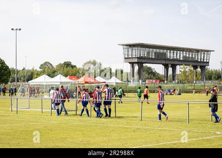 Mechelen, Belgien. 18. Mai 2023. Die Abbildung zeigt die Stätte am ersten Tag der Nationalspiele 39. (17-20/05) der Olympischen Sonderspiele in Belgien am Donnerstag, den 18. Mai 2023 in Mechelen. Die Nationalen Spiele der Special Olympics finden in Mechelen während des Ascension Weekend statt. 3.600 Sportler mit einer intellektuellen Behinderung zeigen ihre sportliche Seite in 22 olympischen Sportdisziplinen. BELGA FOTO JAMES ARTHUR GEKIERE Kredit: Belga News Agency/Alamy Live News Stockfoto