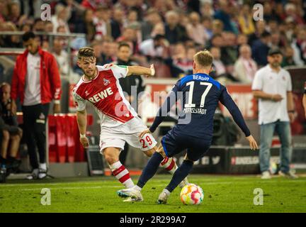 Köln, Deutschland. 12. Mai 2023. Jan Thielmann (Köln), Maximilian Mittelstädt (Hertha) 1. FC Köln - Hertha BSC Berlin 12.05.2023 Copyright (nur für jo Stockfoto