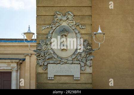 Stowe House Wanddekorationen in Stowe Gardens Buckingham UK. Stockfoto