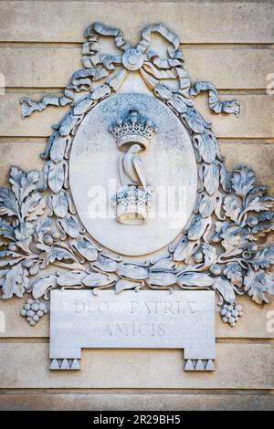 Stowe House Wanddekorationen in Stowe Gardens Buckingham UK. Stockfoto