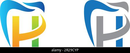 Dental-Logo-Design-Vektor des Buchstaben H. Stock Vektor