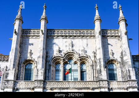 Mittelalterliche Architektur des Klosters Jeronimos, Lissabon, Portugal Stockfoto