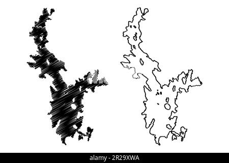 Lake Lough Ree (Republik Irland) Karte Vektordarstellung, Scribble Sketch Loch Rí oder Ri Karte Stock Vektor