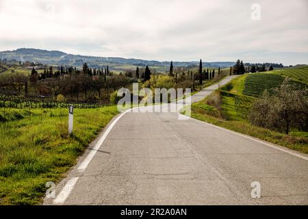 Straße durch die Toskana, Italien Stockfoto