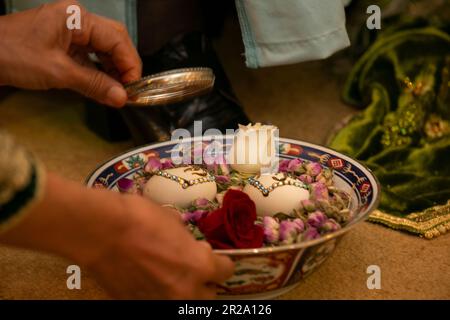 Marokkanische Hochzeit. Henna-Nacht bei der marokkanischen Hochzeit Stockfoto