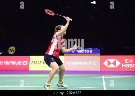 SUZHOU, CHINA – 18. MAI 2023 – Chen Qingchen und Jia Yifan aus China treten im TotalEnergies BWF SUDIRMAN CUP Finals 2023 zwischen China und Denmar an Stockfoto