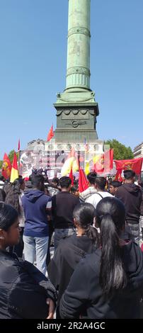 Kommémoration : Hommage aux victimes du génocide tamoul du 18 Mai 2009 - Place de la Bastille Paris Frankreich, 18/05/2023. Stockfoto