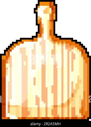 Runde Holzpizza Brettspiel Pixel-Art-Vektordarstellung Stock Vektor