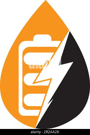 Design-Vorlage Für Das Logo Des Akkus. Logo für schnelle Akkuladung. Akkuleistung und Blitz-Blitz-Logo-Symbol Stock Vektor