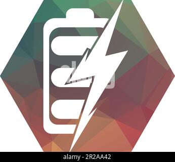 Design-Vorlage Für Das Logo Des Akkus. Logo für schnelle Akkuladung. Akkuleistung und Blitz-Blitz-Logo-Symbol Stock Vektor