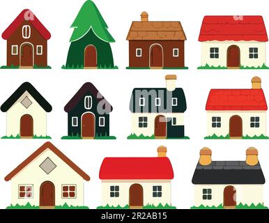 Tolle Fantasie, Zwerghaus, Dorf, Kunstvektor Stock Vektor