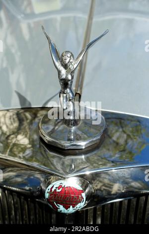 Triumph Vitesse-Emblem und -Kapuze, Klassische Tage 2023 in Berlin Stockfoto