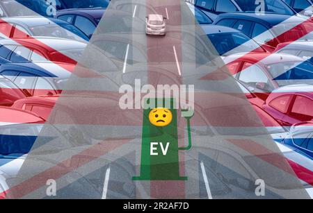 Neuwagenverkäufe, Fertigung, Elektrik, Motorenindustrie netto Null, Brexit, elektrische Batterien... UK-Konzept Stockfoto