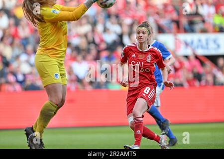 Lüttich, Belgien. 18. Mai 2023. Standard Feminas Justine Blave in Aktion während des Spiels zwischen Standard Femina de Liege und KRC Genk Ladies, dem Finale des belgischen Pokals, am Donnerstag, den 18. Mai 2023 in Lüttich. BELGA FOTO DAVID CATRY Kredit: Belga News Agency/Alamy Live News Stockfoto