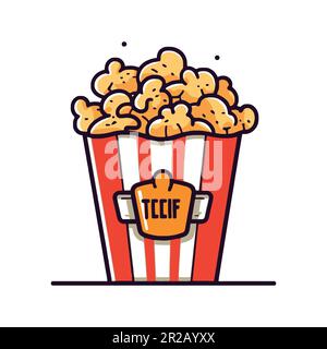 Popcorn. Farbsymbol im Cartoon-Stil isoliert auf weißem Hintergrund Stock Vektor