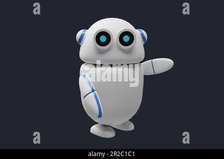 Niedlicher, konversativer AI-Copilot, 3D-Rendering Stockfoto