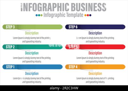 Business-Infografik und Infografiken Zeitleiste 6 Schritte, 6 Optionsleiste modernes Design Vektorvorlage.Vektordarstellung.farbenfroh Stock Vektor