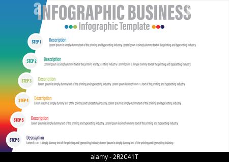 Vorlage für Labels für Business-Infografiken mit sechs 6-Schritten, sechs 6-Optionen. Kreatives Konzept für Infografik Stock Vektor