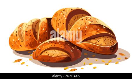 Brotabbildung. Vektorbrot auf weißem Hintergrund Stock Vektor