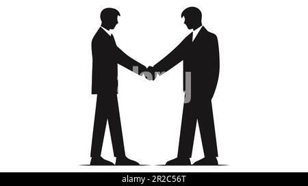 Vektorsymbol für Freunde. Zwei-Mann-Handschlag-Vektordarstellung. Vertragslogo auf weißem Hintergrund. Stock Vektor