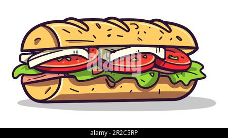 Abbildung Des Sandwich-Cartoon-Vektorsymbols. Frühstücksessen Icon Konzept Isoliert Premium Vector. Flacher Cartoon-Style. Stock Vektor