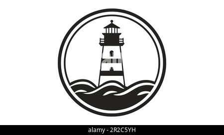Vorlage für das Leuchtturm-Logo. Aufbau eines Leuchtturm-Logo-Vektors. Stock Vektor