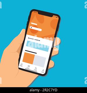 Eine Hand, die ein Telefon mit Chat auf dem Bildschirm hält Stock Vektor