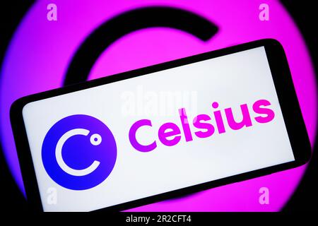 Kiew, Ukraine. 18. Mai 2023. In dieser Abbildung ist das Celsius Network LLC Logo auf einem Smartphone-Bildschirm zu sehen. Kredit: SOPA Images Limited/Alamy Live News Stockfoto