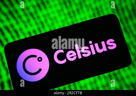 Kiew, Ukraine. 18. Mai 2023. In dieser Abbildung ist das Celsius Network LLC Logo auf einem Smartphone-Bildschirm zu sehen. Kredit: SOPA Images Limited/Alamy Live News Stockfoto