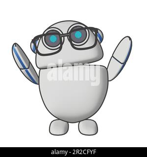 Niedlicher, konversativer AI-Copilot, 3D-Rendering Stockfoto