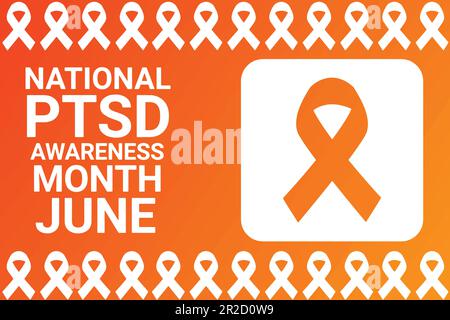 National PTSD Awareness Month Juni. Vektordarstellung für Grußkarte, Poster und Banner. Stock Vektor