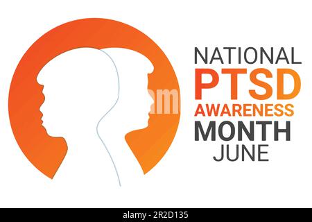 National PTBS Awareness Month (nationaler Monat zur Sensibil Juni. Vektordarstellung für Grußkarte, Poster und Banner. Stock Vektor