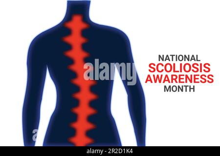 Nationaler Skoliose-Aufklärungsmonat. Urlaubskonzept. Vorlage für Hintergrund, Banner, Karte, Poster mit Texteindruck. Vektordarstellung Stock Vektor