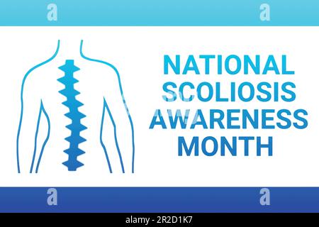 Nationaler Skoliose-Aufklärungsmonat. Urlaubskonzept. Vorlage für Hintergrund, Banner, Karte, Poster mit Texteindruck. Vektordarstellung Stock Vektor