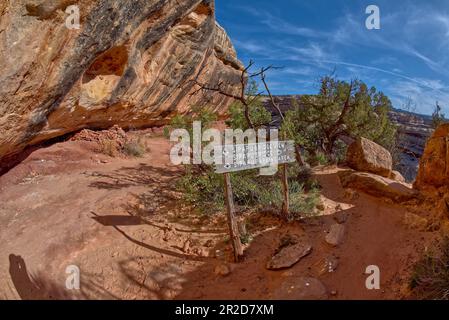 Sipapu Bridge Trail Schild an Natural Bridges UT Stockfoto