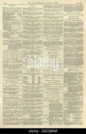 Alte viktorianische Zeitungsseite, Januar 8. 1881 Stockfoto