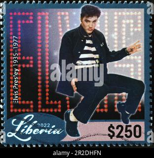 Elvis Presley tanzt auf Briefmarken Stockfoto