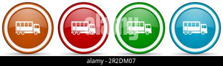 Geländewagen, glänzende Symbole für Kombinationswagen, ein Satz moderner Designtasten für Web-, Internet- und mobile Anwendungen in vier Farben, isoliert o Stockfoto