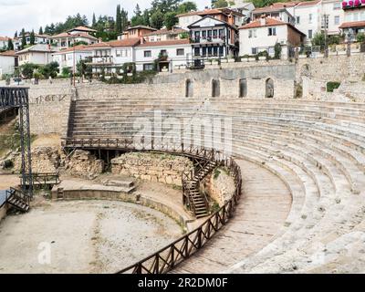 Archäologische Stätte antikes Theater in Ohrid - Albanien Stockfoto