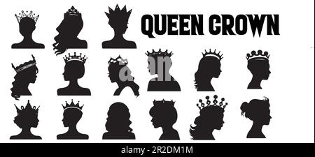 Ein schwarz-weißes Poster mit dem Vektordesign der Queen-Silhouette. Stock Vektor