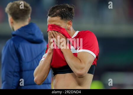 18-05-2023: Sport: AZ gegen Westham ALKMAAR, NIEDERLANDE - MAI 18: Pantelis Hatzidiakos (AZ Alkmaar) während des Spiels UEFA Conference League AZ Alkmaar Stockfoto