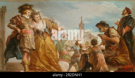 Das Treffen von Gautier, Graf von Antwerpen, und seiner Tochter Violante Datum: c. 1787 Künstler: Giuseppe Cades Italiener, 1750-1799 Stockfoto