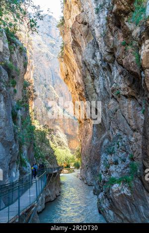 Malerischer Canyon im Saklikent-Nationalpark bei Fethiye in der Provinz Mugla, Türkei. Stockfoto