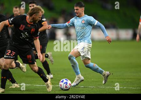 Melbourne, Australien. 19. Mai 2023, Isuzu UTE A-League Finals Series, Melbourne City gegen Sydney FC. Abbildung: Melbourne City Forward, Marco TILIO (23) tritt in die Box und trifft im AAMI Park in Melbourne. Kredit: Karl Phillipson/Alamy Live News Stockfoto