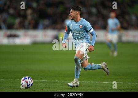 Melbourne, Australien. 19. Mai 2023, Isuzu UTE A-League Finals Series, Melbourne City gegen Sydney FC. Im Bild: Melbourne City Forward, Marco TILIO (23) bereitet sich auf den Torschuss für Melbourne City im AAMI Park in Melbourne vor. Kredit: Karl Phillipson/Alamy Live News Stockfoto