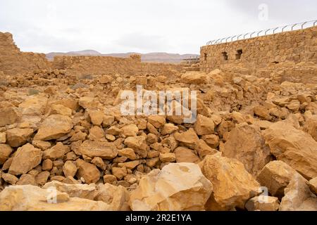 Judäische Wüste, Südbezirk, Israel - 10. April 2023. Masada-Nationalpark. Stockfoto