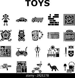 Spielzeug Baby Spiel Spiel Symbole einstellen Vektor Stock Vektor