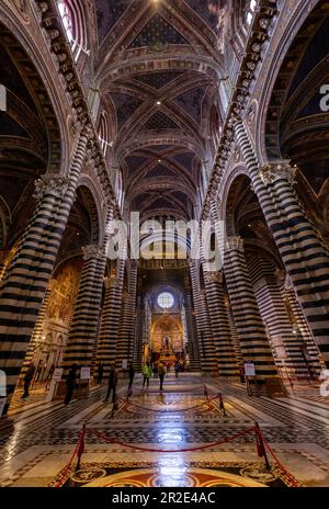 Siena, Italien - 7. April 2022: Innenansicht der Kathedrale von Siena in Siena, die der Himmelfahrt der Maria gewidmet ist. Stockfoto